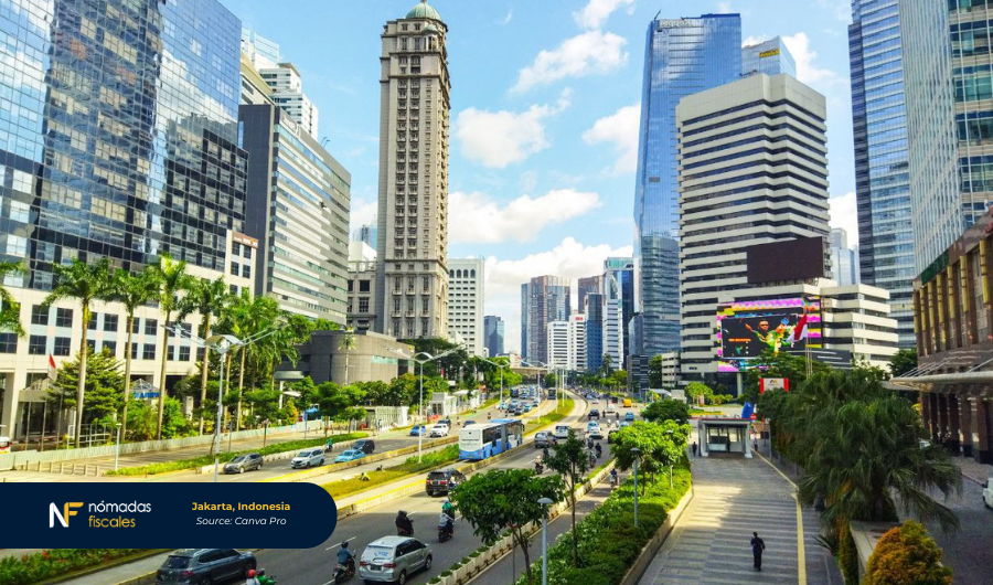 Jakarta city skyline in Indonesia – urban business hub relevant for digital nomad visa and tax residency benefits