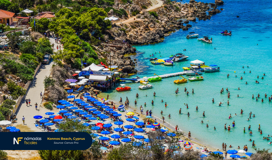 Konnos Beach in Cyprus – stunning Mediterranean coastline showing Cyprus as a tax-friendly destination for non-dom residents and entrepreneurs