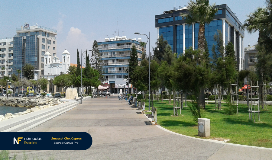 Limassol city skyline Cyprus with modern buildings and Mediterranean coast – tax advantages for non dom residents