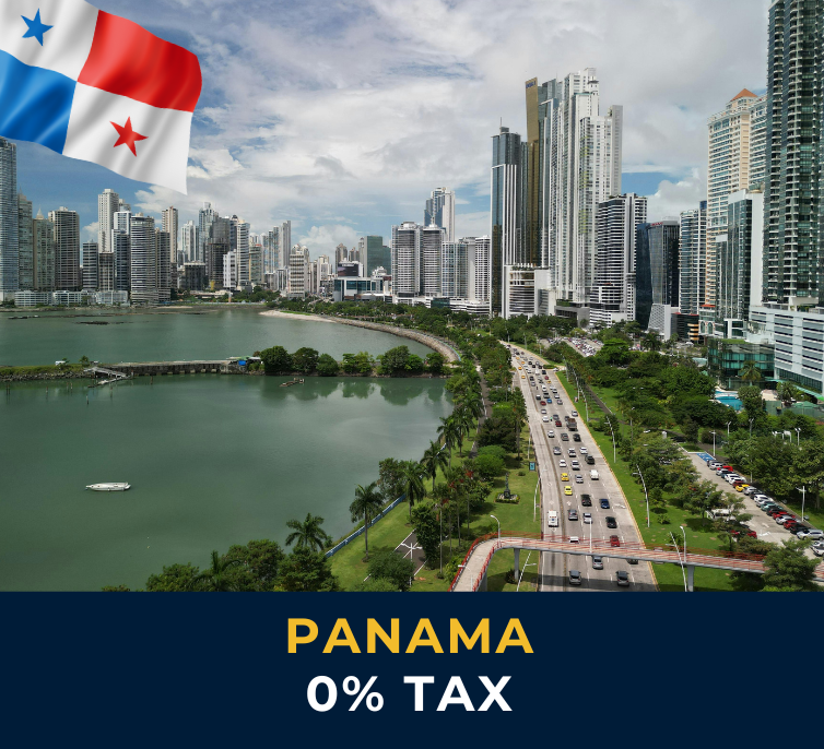 Panama City skyline with modern skyscrapers – tax-friendly destination in Panama for digital nomads and offshore companies