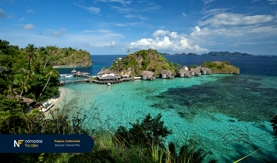 Mountainous landscape in Papua, Indonesia – natural beauty highlighting Indonesia as a tax-free digital nomad destination