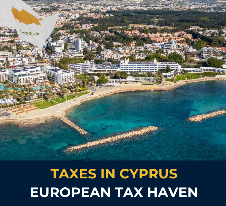 Aerial view of the Paphos coastline in Cyprus, featuring turquoise waters and Mediterranean architecture, illustrating the country’s lifestyle appeal for tax nomads and entrepreneurs.