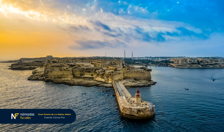 Gran Puerto en La Valeta, Malta – vista del puerto histórico que ilustra el atractivo régimen fiscal de Malta y los beneficios de residencia non-dom para emprendedores