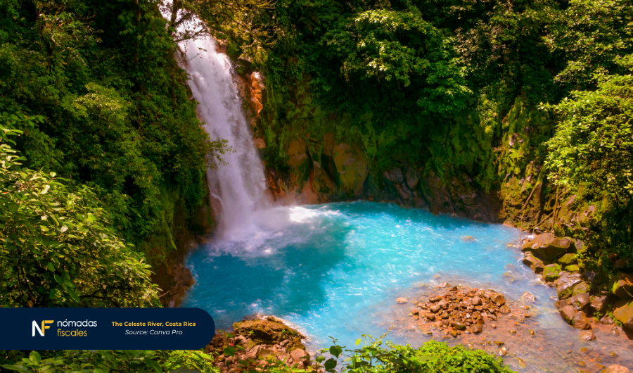 Celeste River in Costa Rica – turquoise river in lush rainforest, ideal destination for tax-free digital nomads