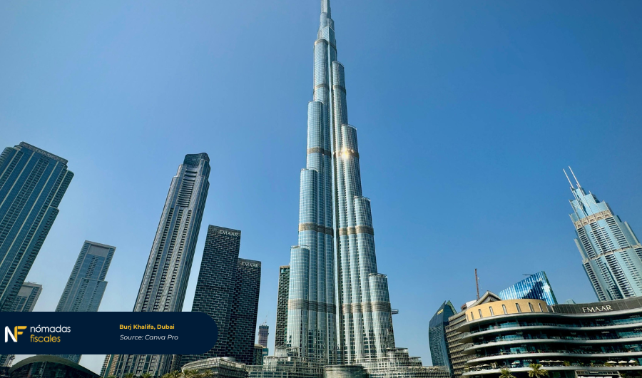 View of Burj Khalifa in Dubai under a clear sky – symbolizes tax-free living, business opportunities, and modern lifestyle in the UAE.