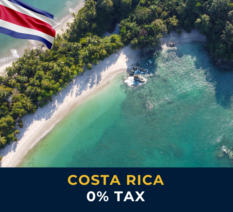 Tropical coastline and lush rainforest in Costa Rica – tax-friendly destination for digital nomads and entrepreneurs