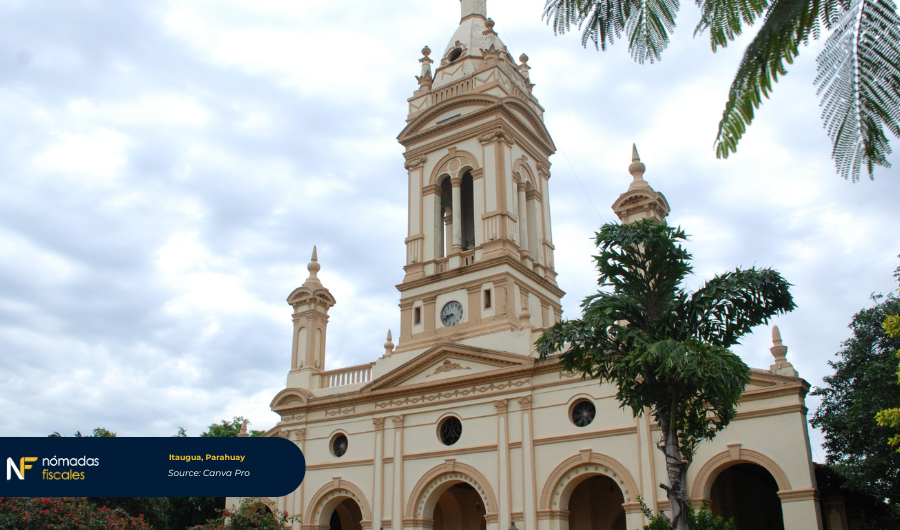 Panoramic view of Itauguá, a traditional city in Paraguay, featuring quiet streets and colonial-style architecture — an ideal destination for tax residency with 0% tax on foreign income.