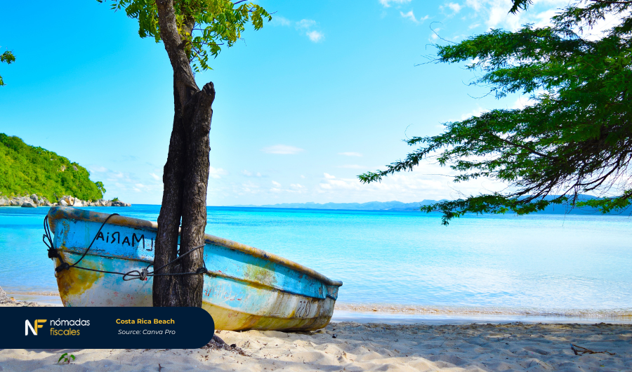 Tropical beach in Costa Rica – tax-friendly destination for digital nomads and expats with territorial taxation system
